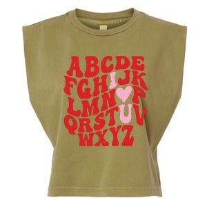 Cute Teacher Valentine Teacher Alphabet Garment-Dyed Women's Muscle Tee