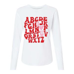 Cute Teacher Valentine Teacher Alphabet Womens Cotton Relaxed Long Sleeve T-Shirt