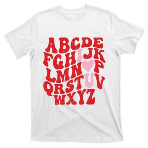 Cute Teacher Valentine Teacher Alphabet T-Shirt