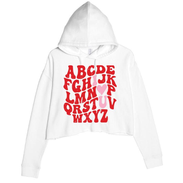 Cute Teacher Valentine Teacher Alphabet Crop Fleece Hoodie