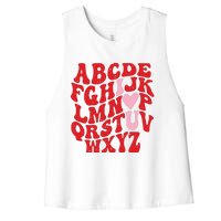 Cute Teacher Valentine Teacher Alphabet Women's Racerback Cropped Tank