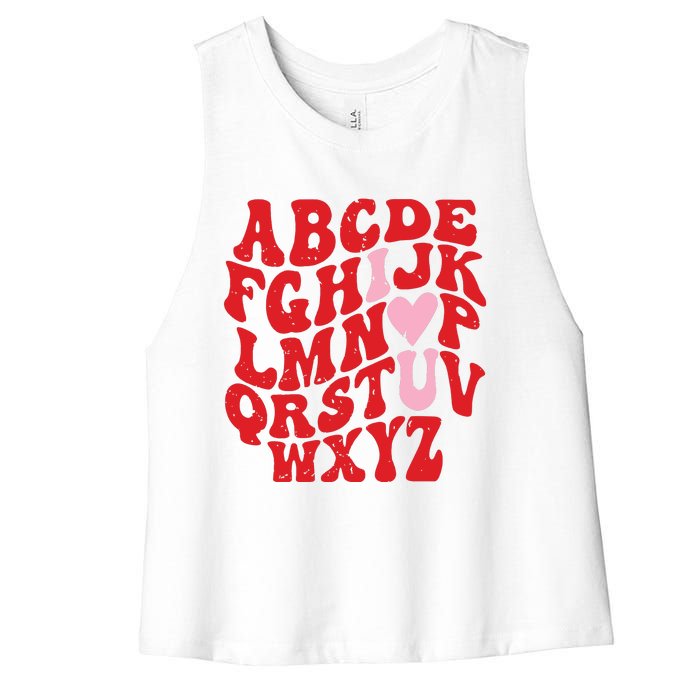 Cute Teacher Valentine Teacher Alphabet Women's Racerback Cropped Tank