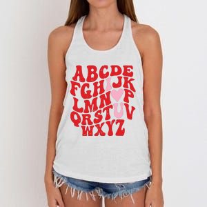 Cute Teacher Valentine Teacher Alphabet Women's Knotted Racerback Tank