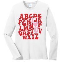 Cute Teacher Valentine Teacher Alphabet Ladies Long Sleeve Shirt