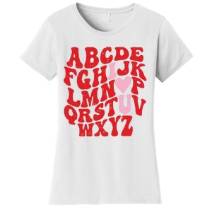 Cute Teacher Valentine Teacher Alphabet Women's T-Shirt