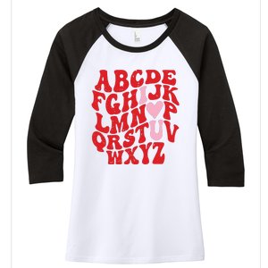 Cute Teacher Valentine Teacher Alphabet Women's Tri-Blend 3/4-Sleeve Raglan Shirt