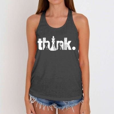Chess Think Vintage Chess Master Club Chess Player Women's Knotted Racerback Tank