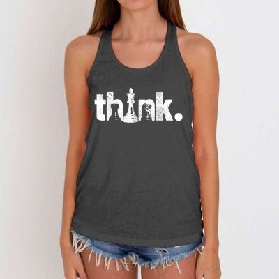 Chess Think Vintage Chess Master Club Chess Player Women's Knotted Racerback Tank