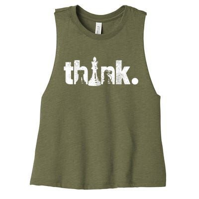 Chess Think Vintage Chess Master Club Chess Player Women's Racerback Cropped Tank