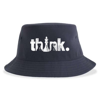Chess Think Vintage Chess Master Club Chess Player Sustainable Bucket Hat