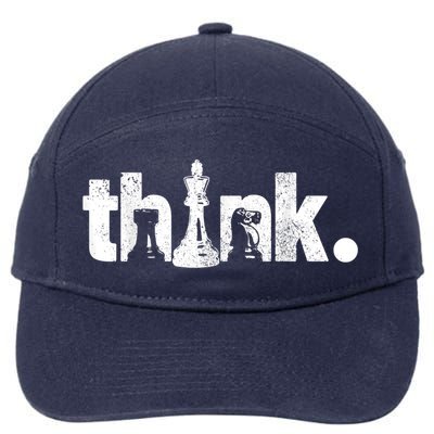 Chess Think Vintage Chess Master Club Chess Player 7-Panel Snapback Hat