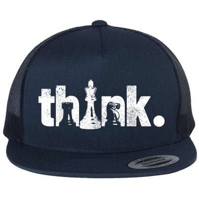 Chess Think Vintage Chess Master Club Chess Player Flatbill Hat