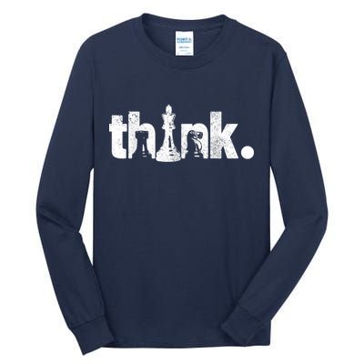 Chess Think Vintage Chess Master Club Chess Player Tall Long Sleeve T-Shirt