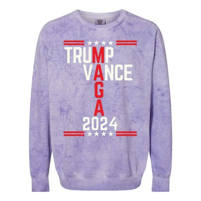 Classic Trump Vance 2024 Retro Stripe Trump Jd Vance Maga Colorblast Crewneck Sweatshirt