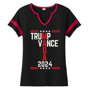 Classic Trump Vance 2024 Retro Stripe Trump Jd Vance Maga Ladies Halftime Notch Neck Tee