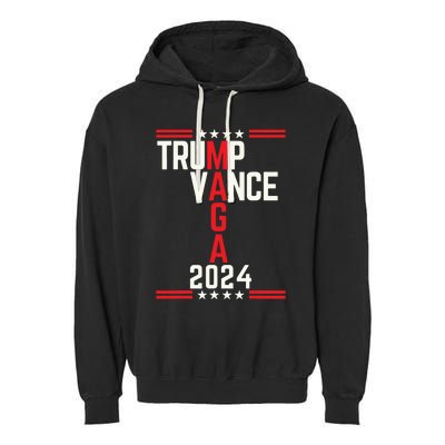 Classic Trump Vance 2024 Retro Stripe Trump Jd Vance Maga Garment-Dyed Fleece Hoodie