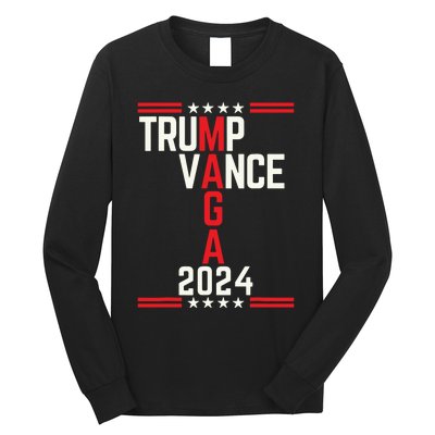 Classic Trump Vance 2024 Retro Stripe Trump Jd Vance Maga Long Sleeve Shirt