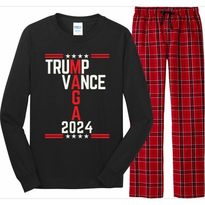 Classic Trump Vance 2024 Retro Stripe Trump Jd Vance Maga Long Sleeve Pajama Set