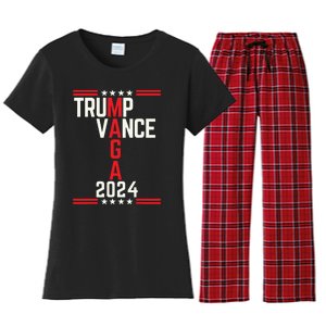 Classic Trump Vance 2024 Retro Stripe Trump Jd Vance Maga Women's Flannel Pajama Set