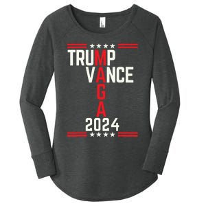 Classic Trump Vance 2024 Retro Stripe Trump Jd Vance Maga Women's Perfect Tri Tunic Long Sleeve Shirt