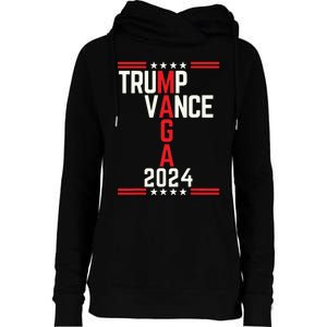 Classic Trump Vance 2024 Retro Stripe Trump Jd Vance Maga Womens Funnel Neck Pullover Hood