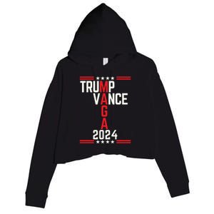 Classic Trump Vance 2024 Retro Stripe Trump Jd Vance Maga Crop Fleece Hoodie