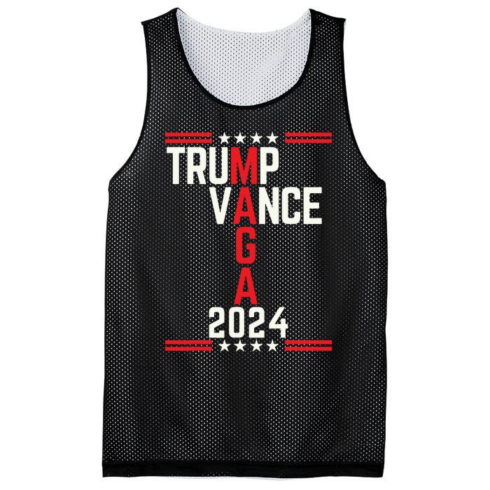 Classic Trump Vance 2024 Retro Stripe Trump Jd Vance Maga Mesh Reversible Basketball Jersey Tank