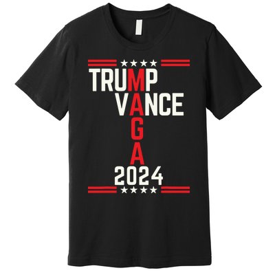 Classic Trump Vance 2024 Retro Stripe Trump Jd Vance Maga Premium T-Shirt