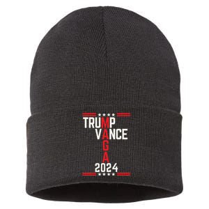 Classic Trump Vance 2024 Retro Stripe Trump Jd Vance Maga Sustainable Knit Beanie