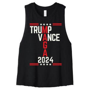 Classic Trump Vance 2024 Retro Stripe Trump Jd Vance Maga Women's Racerback Cropped Tank