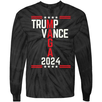 Classic Trump Vance 2024 Retro Stripe Trump Jd Vance Maga Tie-Dye Long Sleeve Shirt