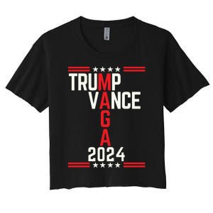 Classic Trump Vance 2024 Retro Stripe Trump Jd Vance Maga Women's Crop Top Tee