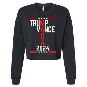 Classic Trump Vance 2024 Retro Stripe Trump Jd Vance Maga Cropped Pullover Crew