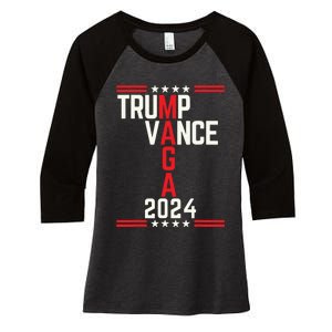 Classic Trump Vance 2024 Retro Stripe Trump Jd Vance Maga Women's Tri-Blend 3/4-Sleeve Raglan Shirt