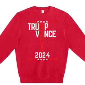 Classic Trump Vance 2024 Retro Stripe Trump Jd Vance Maga Premium Crewneck Sweatshirt