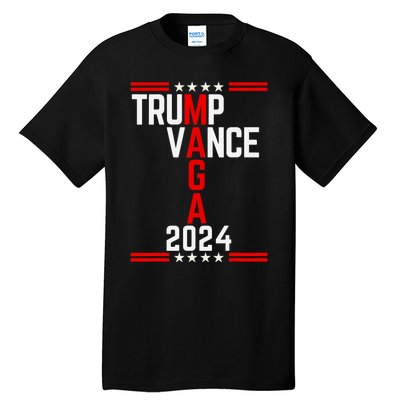 Classic Trump Vance 2024 Retro Stripe Trump Jd Vance Maga Tall T-Shirt