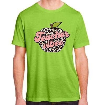 Cute Teacher Vibes Leopard Print Apple Adult ChromaSoft Performance T-Shirt