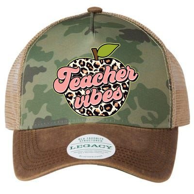 Cute Teacher Vibes Leopard Print Apple Legacy Tie Dye Trucker Hat