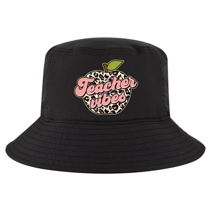 Cute Teacher Vibes Leopard Print Apple Cool Comfort Performance Bucket Hat