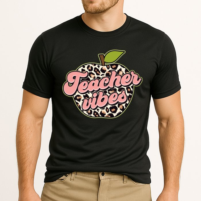 Cute Teacher Vibes Leopard Print Apple Performance Shirt