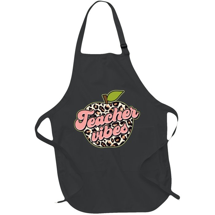 Cute Teacher Vibes Leopard Print Apple Apron