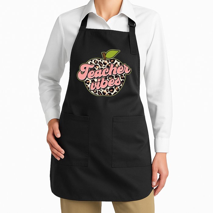 Cute Teacher Vibes Leopard Print Apple Apron