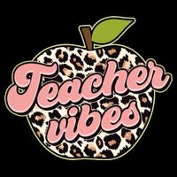 Cute Teacher Vibes Leopard Print Apple Apron