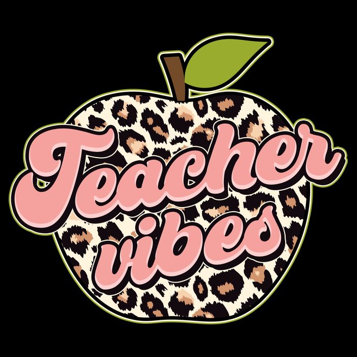 Cute Teacher Vibes Leopard Print Apple Apron