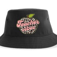 Cute Teacher Vibes Leopard Print Apple Sustainable Bucket Hat