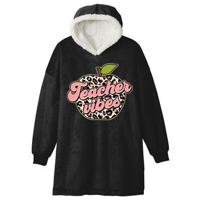 Cute Teacher Vibes Leopard Print Apple Hooded Wearable Blanket