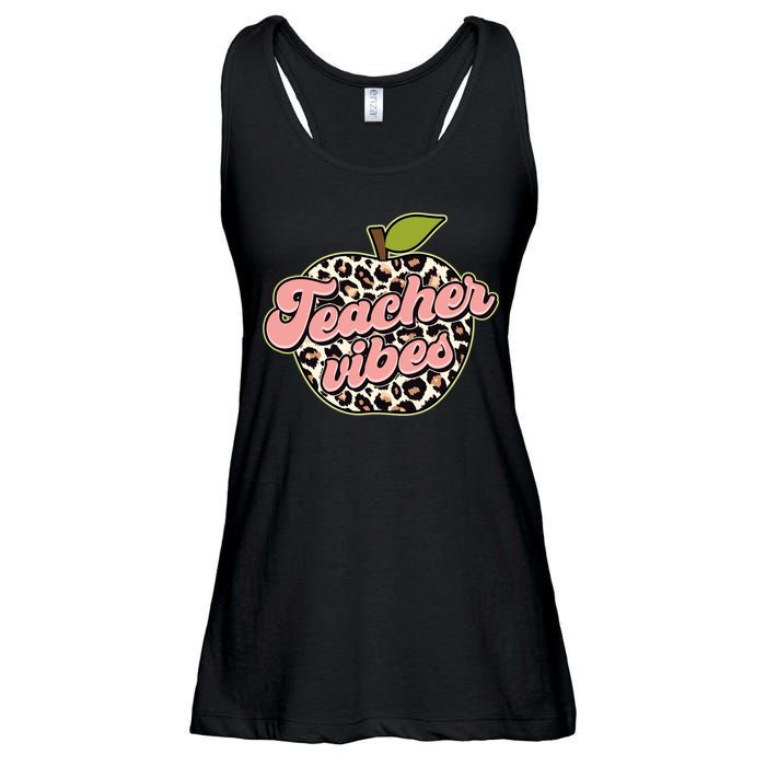 Cute Teacher Vibes Leopard Print Apple Ladies Essential Flowy Tank