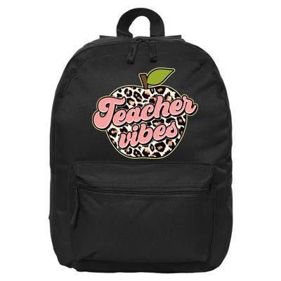 Cute Teacher Vibes Leopard Print Apple 16 in Basic Backpack