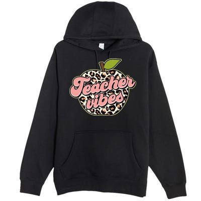 Cute Teacher Vibes Leopard Print Apple Premium Pullover Hoodie