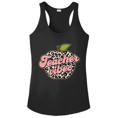 Cute Teacher Vibes Leopard Print Apple Ladies PosiCharge Competitor Racerback Tank